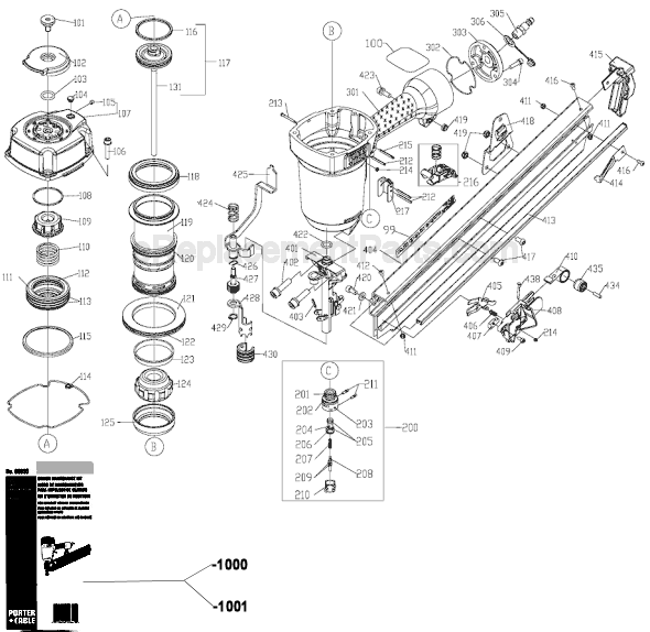 Page A Diagram and Parts List for  Porter Cable